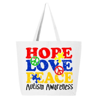 Hope Love Peace Autism 25L Jumbo Tote