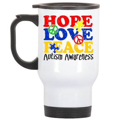 Hope Love Peace Autism Stainless Steel Travel Mug