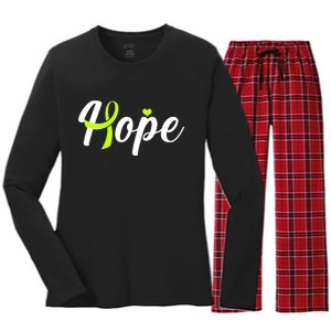 Hope Lymphoma Cancer Awareness Women's Long Sleeve Flannel Pajama Set 