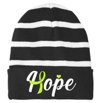 Hope Lymphoma Cancer Awareness Striped Beanie with Solid Band