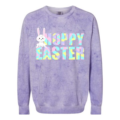 Hoppy Easter Colorful Happy Easter Bunny Colorblast Crewneck Sweatshirt