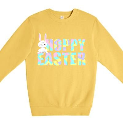 Hoppy Easter Colorful Happy Easter Bunny Premium Crewneck Sweatshirt