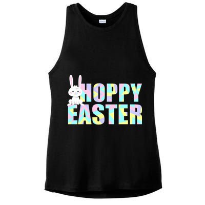 Hoppy Easter Colorful Happy Easter Bunny Ladies PosiCharge Tri-Blend Wicking Tank
