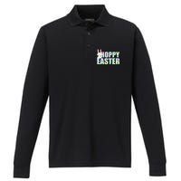 Hoppy Easter Colorful Happy Easter Bunny Performance Long Sleeve Polo