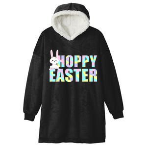 Hoppy Easter Colorful Happy Easter Bunny Hooded Wearable Blanket