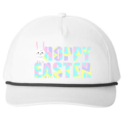 Hoppy Easter Colorful Happy Easter Bunny Snapback Five-Panel Rope Hat