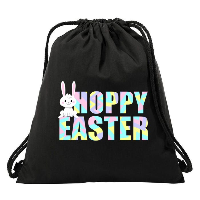Hoppy Easter Colorful Happy Easter Bunny Drawstring Bag