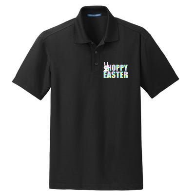 Hoppy Easter Colorful Happy Easter Bunny Dry Zone Grid Polo