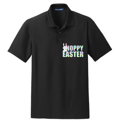 Hoppy Easter Colorful Happy Easter Bunny Dry Zone Grid Polo