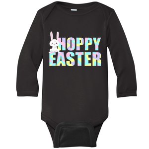 Hoppy Easter Colorful Happy Easter Bunny Baby Long Sleeve Bodysuit