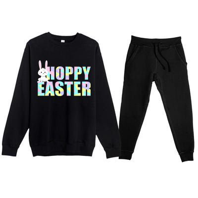 Hoppy Easter Colorful Happy Easter Bunny Premium Crewneck Sweatsuit Set