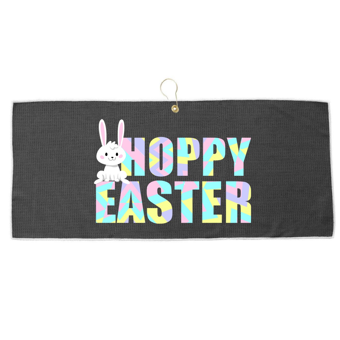 Hoppy Easter Colorful Happy Easter Bunny Large Microfiber Waffle Golf Towel