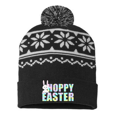 Hoppy Easter Colorful Happy Easter Bunny USA-Made Snowflake Beanie