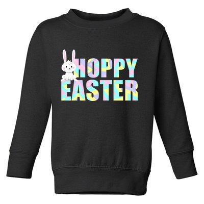 Hoppy Easter Colorful Happy Easter Bunny Toddler Sweatshirt