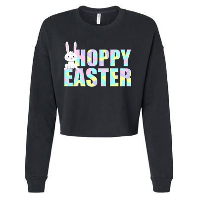 Hoppy Easter Colorful Happy Easter Bunny Cropped Pullover Crew