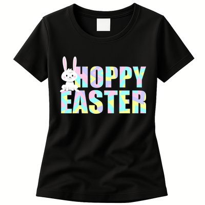 Hoppy Easter Colorful Happy Easter Bunny Womens T-Shirt