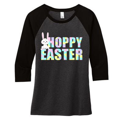 Hoppy Easter Colorful Happy Easter Bunny Women's Tri-Blend 3/4-Sleeve Raglan Shirt