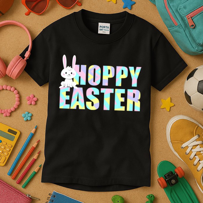 Hoppy Easter Colorful Happy Easter Bunny Kids T-Shirt