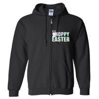 Hoppy Easter Colorful Happy Easter Bunny Full Zip Hoodie