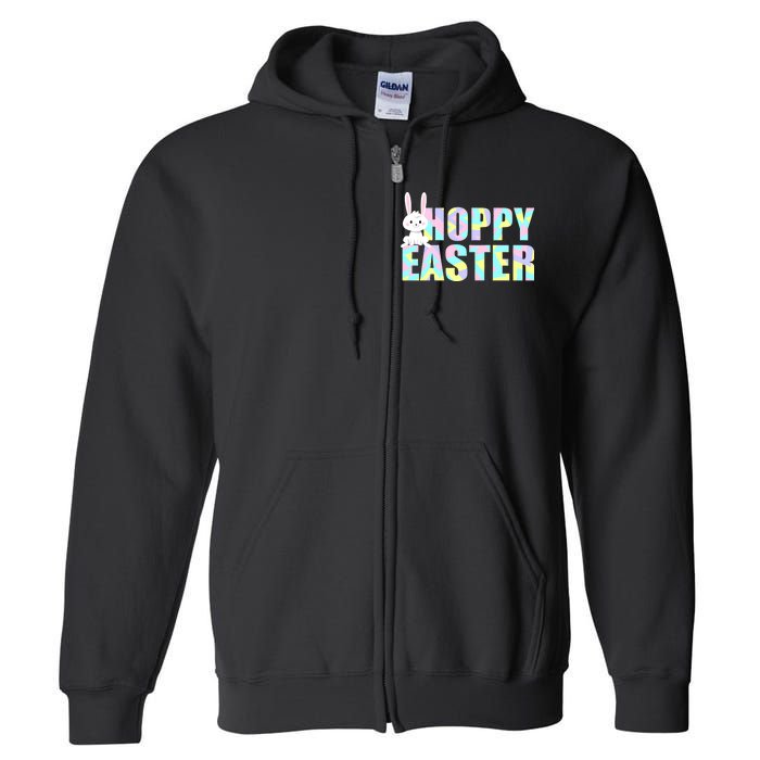 Hoppy Easter Colorful Happy Easter Bunny Full Zip Hoodie