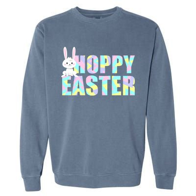 Hoppy Easter Colorful Happy Easter Bunny Garment-Dyed Sweatshirt