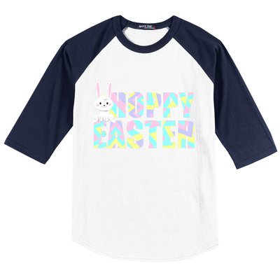 Hoppy Easter Colorful Happy Easter Bunny Baseball Sleeve Shirt