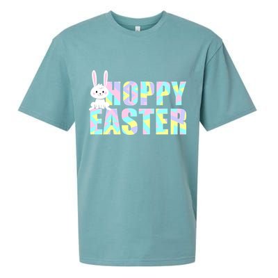 Hoppy Easter Colorful Happy Easter Bunny Sueded Cloud Jersey T-Shirt