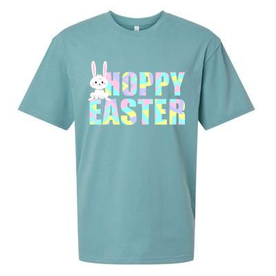 Hoppy Easter Colorful Happy Easter Bunny Sueded Cloud Jersey T-Shirt