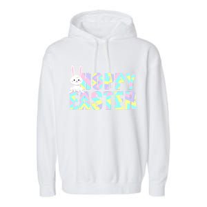 Hoppy Easter Colorful Happy Easter Bunny Garment-Dyed Fleece Hoodie