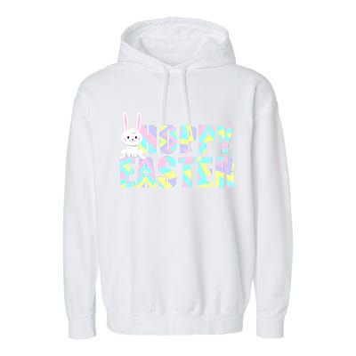 Hoppy Easter Colorful Happy Easter Bunny Garment-Dyed Fleece Hoodie