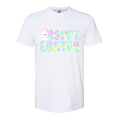 Hoppy Easter Colorful Happy Easter Bunny Softstyle CVC T-Shirt