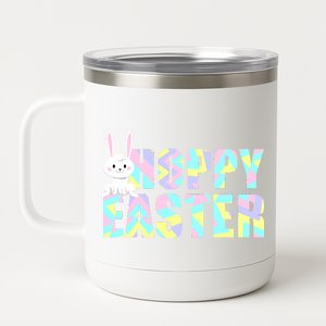 Hoppy Easter Colorful Happy Easter Bunny 12 oz Stainless Steel Tumbler Cup