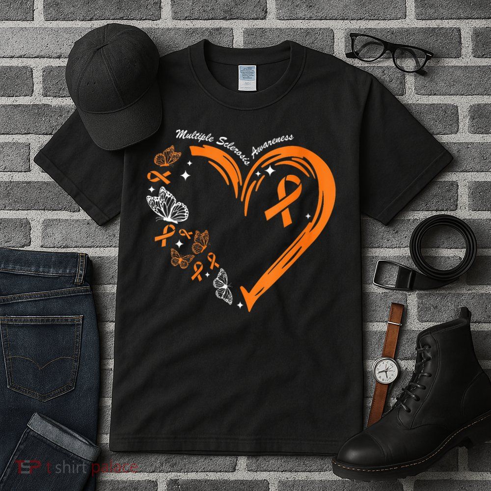 Heart Orange Ribbon Multiple Sclerosis Awareness Tall T-Shirt