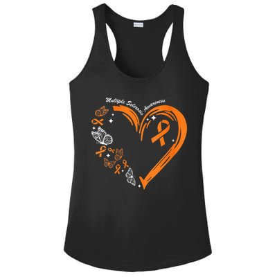 Heart Orange Ribbon Multiple Sclerosis Awareness Ladies PosiCharge Competitor Racerback Tank