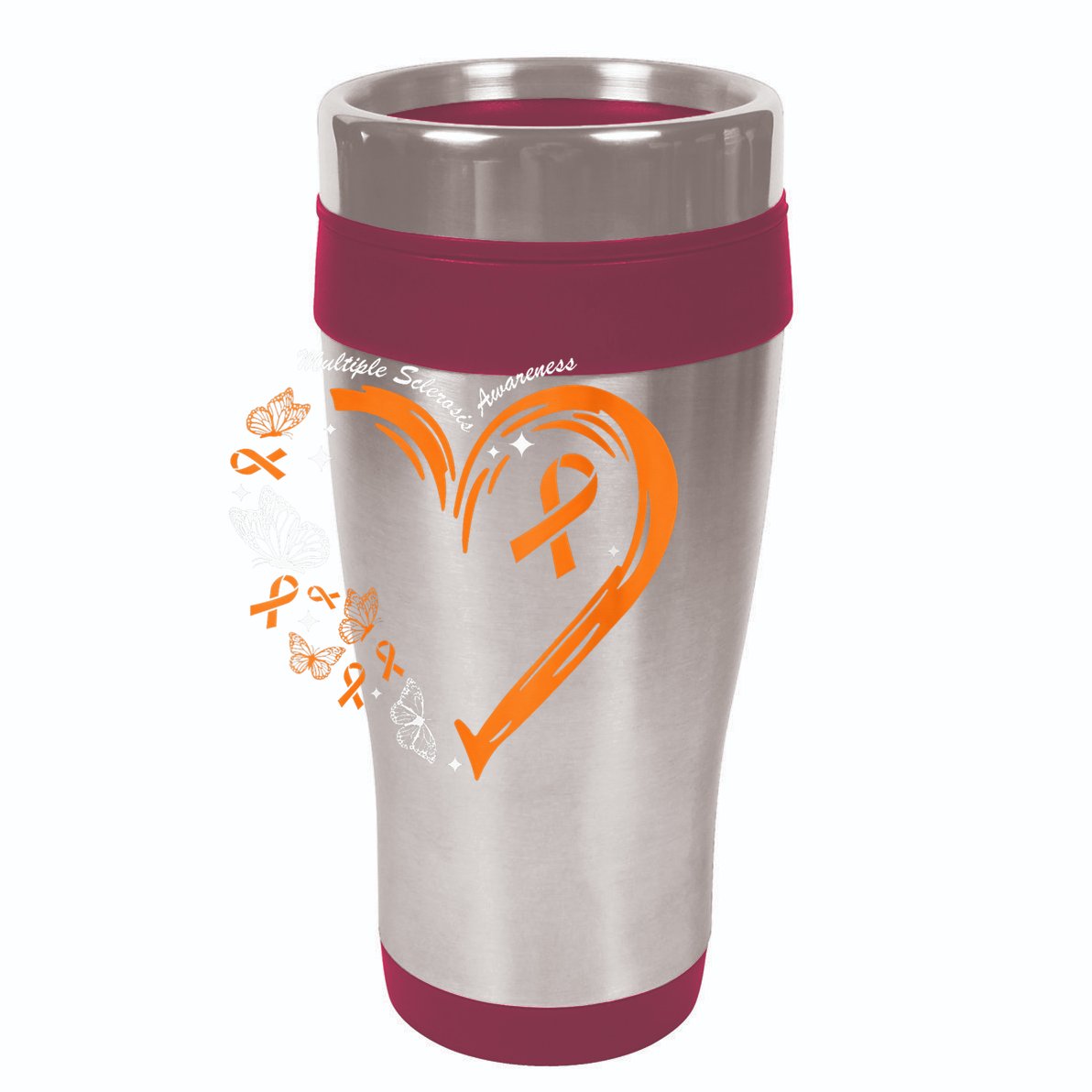 Heart Orange Ribbon Multiple Sclerosis Awareness 12oz Stainless Steel Coffee Mug