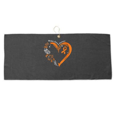 Heart Orange Ribbon Multiple Sclerosis Awareness Large Microfiber Waffle Golf Towel