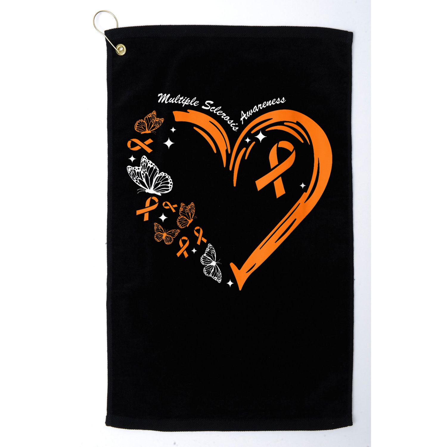 Heart Orange Ribbon Multiple Sclerosis Awareness Golf Towel