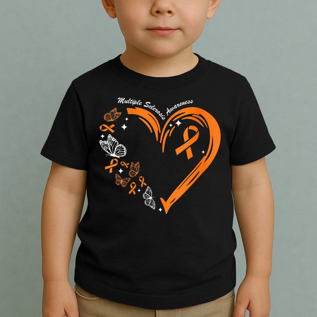 Heart Orange Ribbon Multiple Sclerosis Awareness Toddler T-Shirt