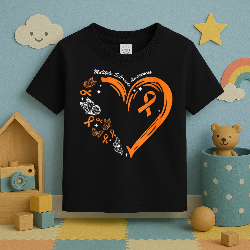 Heart Orange Ribbon Multiple Sclerosis Awareness Toddler T-Shirt