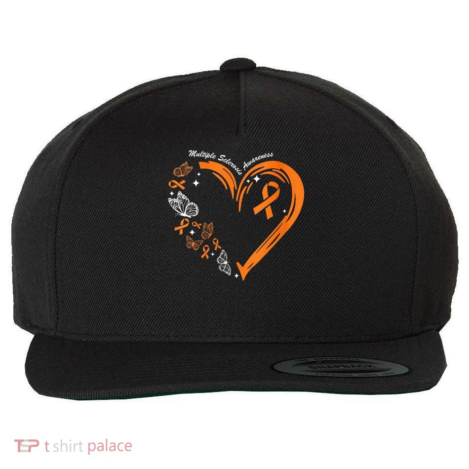 Heart Orange Ribbon Multiple Sclerosis Awareness Wool Snapback Cap