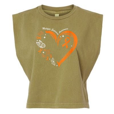Heart Orange Ribbon Multiple Sclerosis Awareness Garment-Dyed Women's Muscle Tee