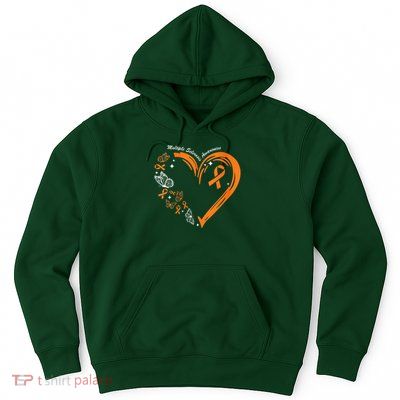 Heart Orange Ribbon Multiple Sclerosis Awareness Hoodie