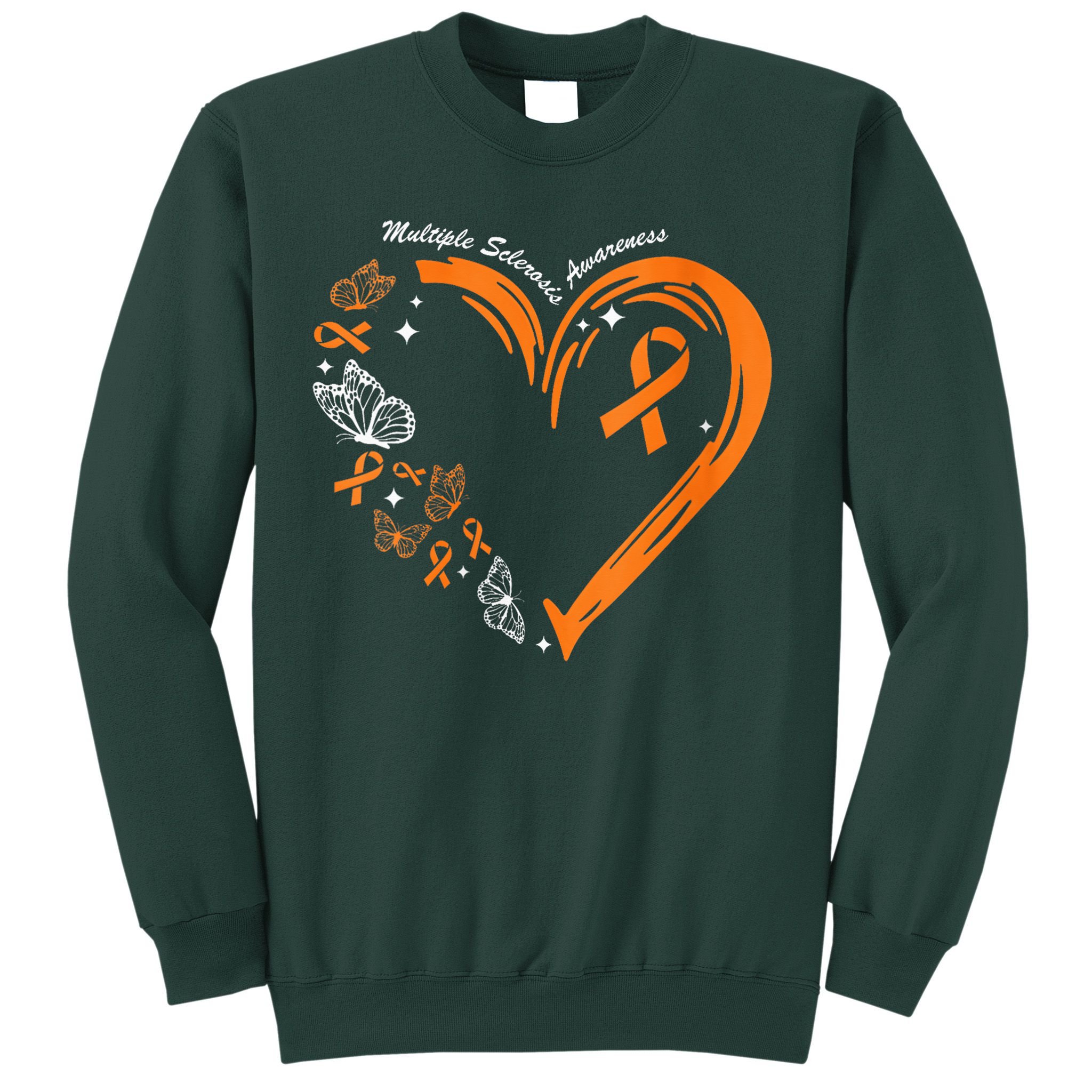 Heart Orange Ribbon Multiple Sclerosis Awareness Sweatshirt