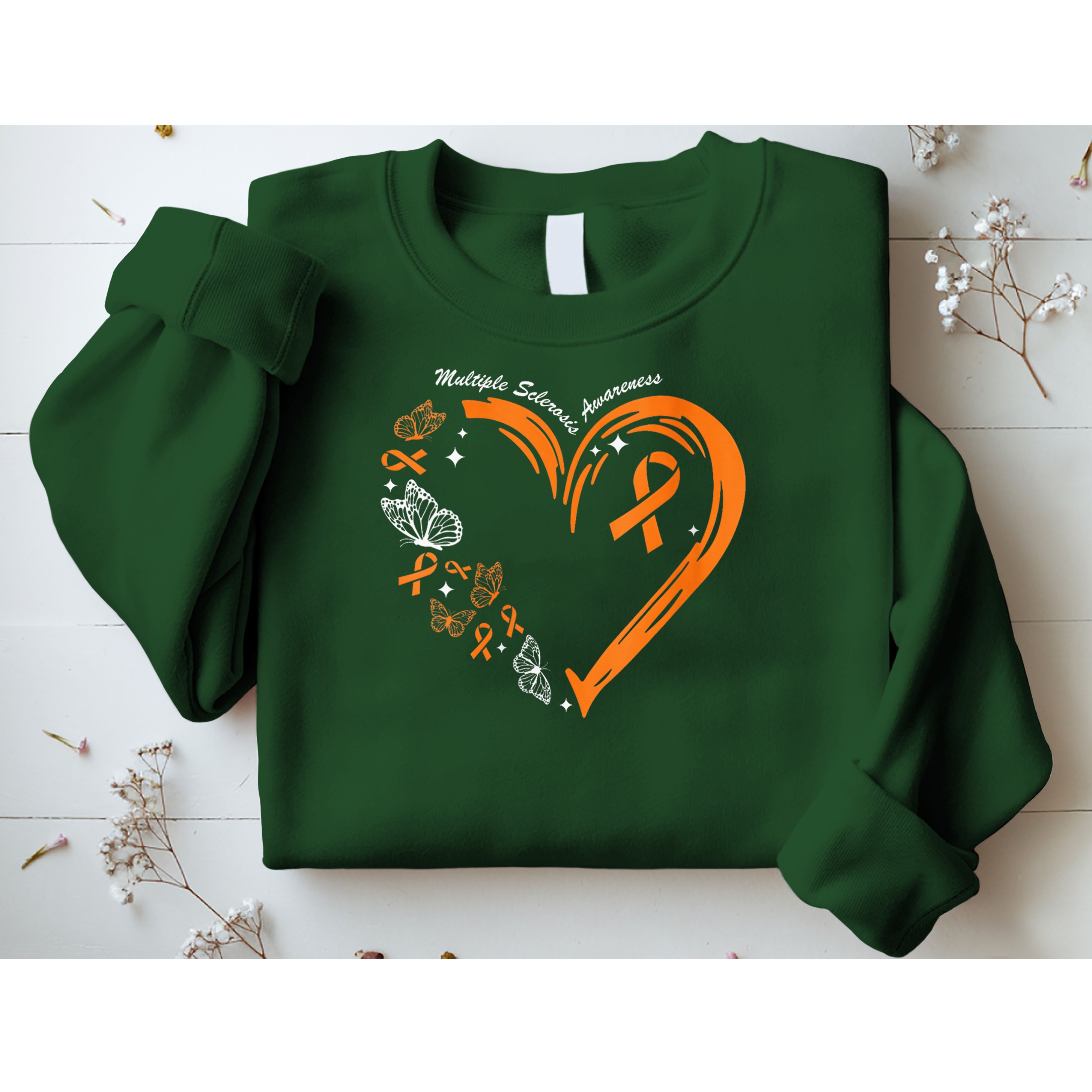 Heart Orange Ribbon Multiple Sclerosis Awareness Sweatshirt