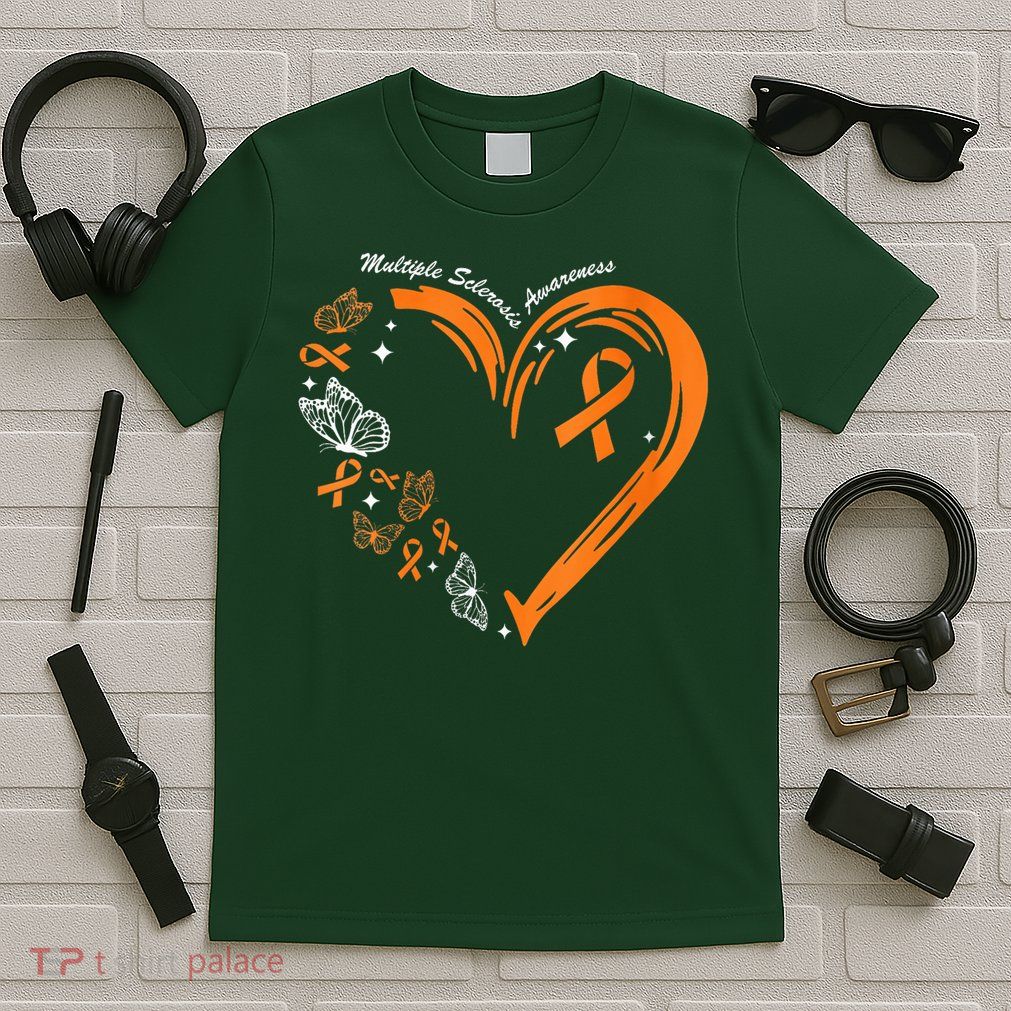 Heart Orange Ribbon Multiple Sclerosis Awareness T-Shirt