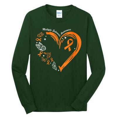 Heart Orange Ribbon Multiple Sclerosis Awareness Tall Long Sleeve T-Shirt