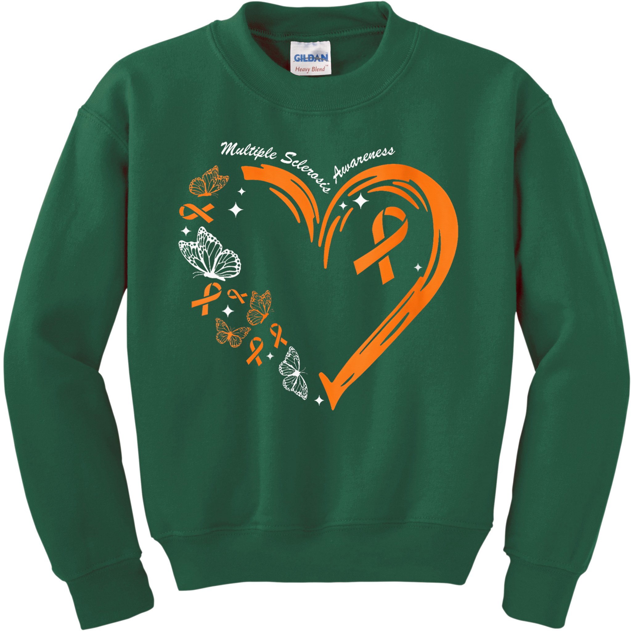 Heart Orange Ribbon Multiple Sclerosis Awareness Kids Sweatshirt