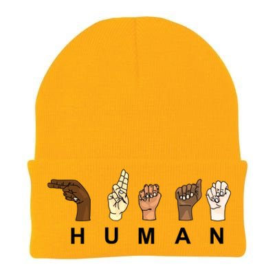 Hu One Race Statet Sign Language Respect Gift Knit Cap Winter Beanie