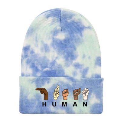 Hu One Race Statet Sign Language Respect Gift Tie Dye 12in Knit Beanie