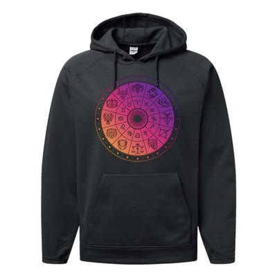 Horiscope Zodiac Wheel Performance Fleece Hoodie